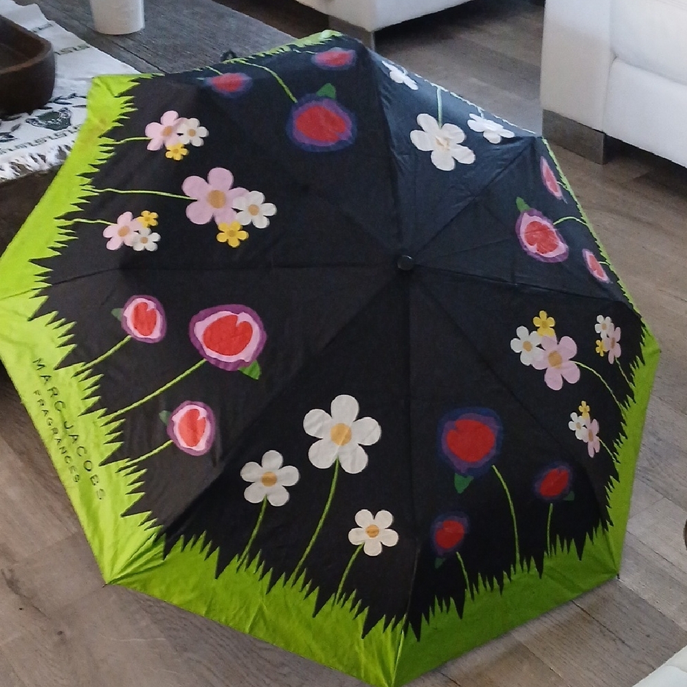 Marc Jacobs Black Umbrella with Floral Design